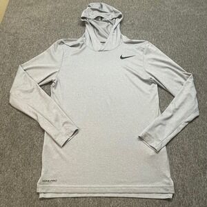 Nike Pro Dri-FIT Mens Training Hoodie Grey Long Sleeve Shirt Small